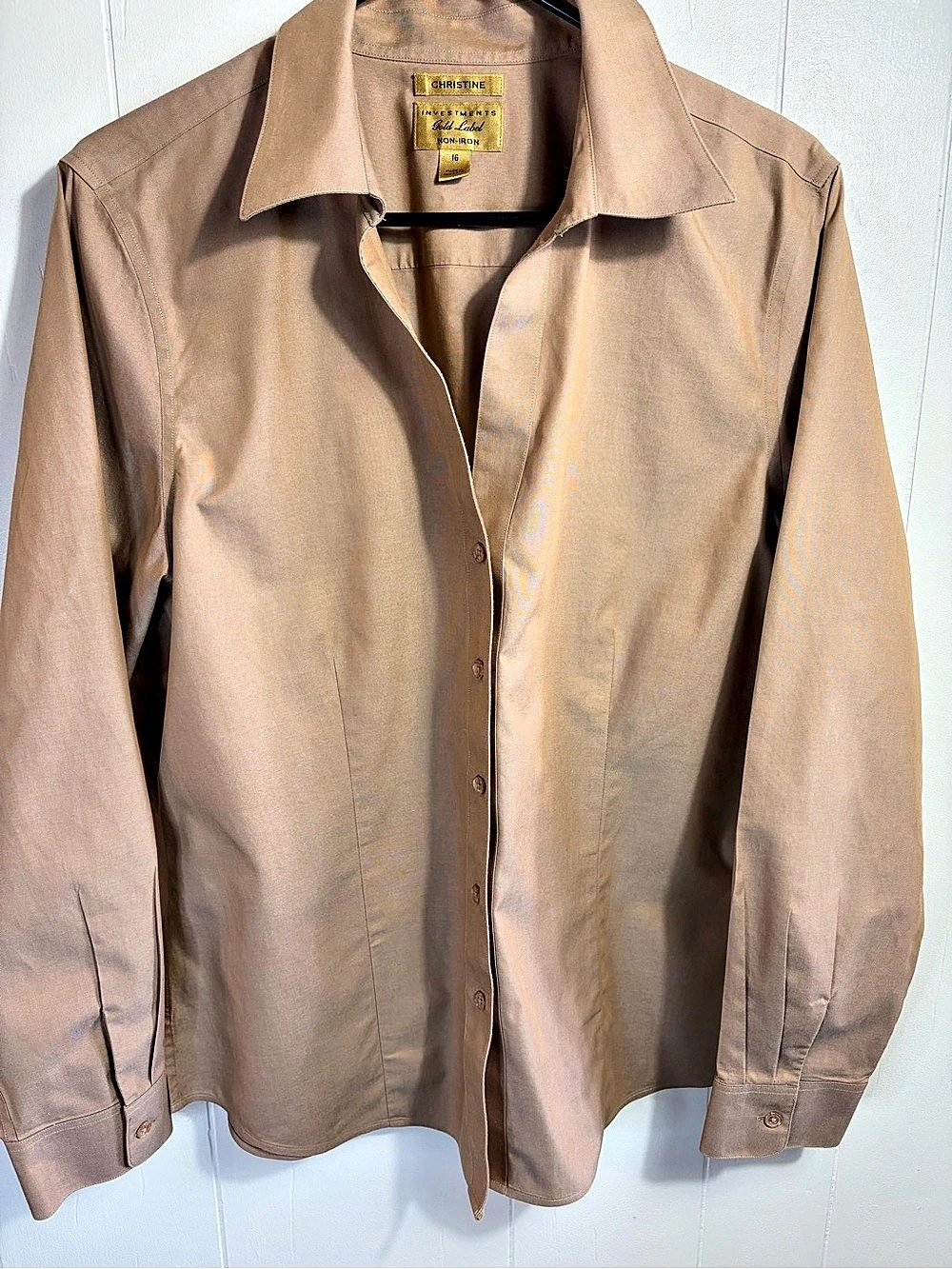 Investments Gold Label Christine Blouse  S  16 Tan Workwear Classic Tailor